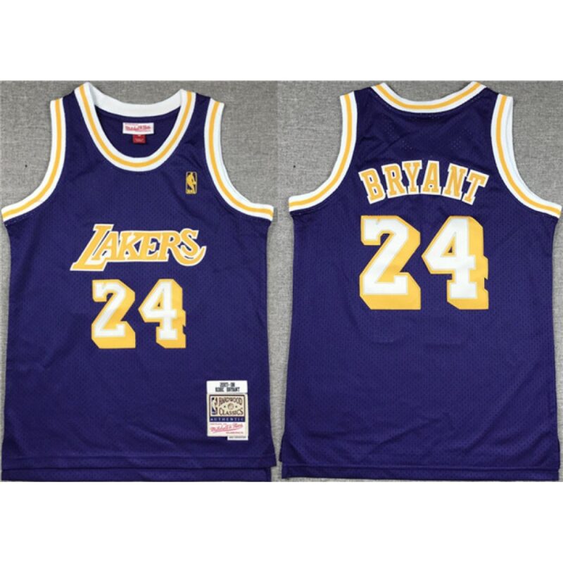 6864411e7212b_1 Youth Los Angeles Lakers #24 Kobe Bryant Purple 07-08 Stitched Basketball Jersey