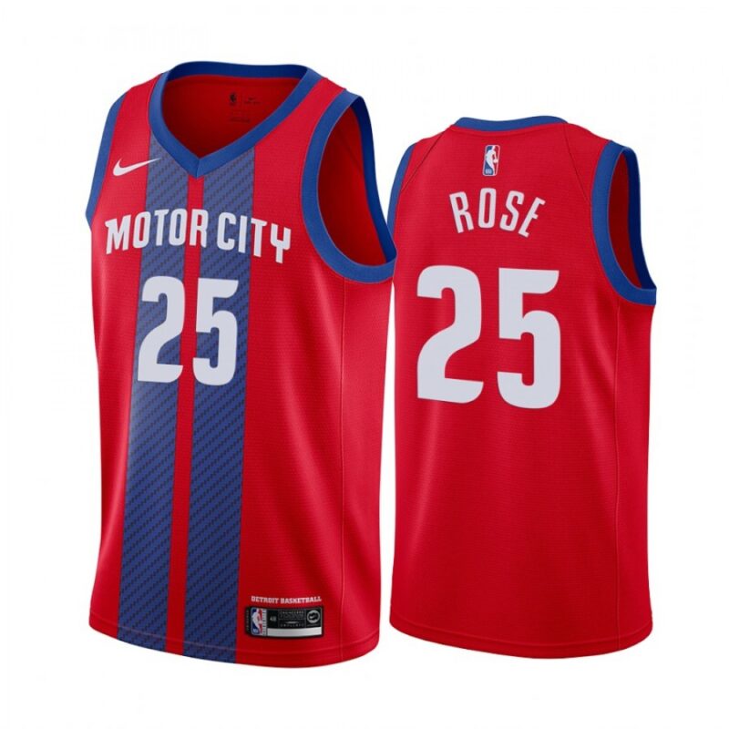 68644158c2de4_1 Men's Detroit Pistons #25 Derrick Rose Red 2019 City Edition Stitched NBA Jersey