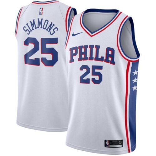 6864415fdd646_1 Men's Philadelphia 76ers #25 Ben Simmons White Association Edition Stitched Swingman Jersey