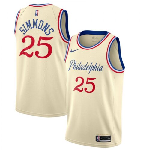 68644166c1ba9_1 Men's Philadelphia 76ers #25 Ben Simmons Cream 2019 City Edition Swingman Stitched NBA Jersey