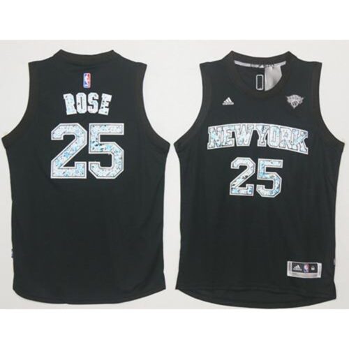 686441b30ccc6_1 Knicks #25 Derrick Rose Black Diamond Fashion Stitched NBA Jersey