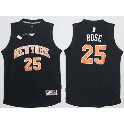 686441b6ba8df_1 Knicks #25 Derrick Rose Black Fashion Stitched NBA Jersey