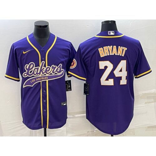 686441c27646a_1 Men's Los Angeles Lakers #24 Kobe Bryant Purple Cool Base Stitched Baseball Jersey