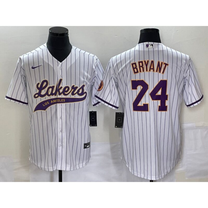 6864422cbd1cd_1 Men's Los Angeles Lakers #24 Kobe Bryant White Cool Base With Patch Stitched Baseball Jersey