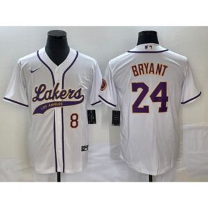 6864423d8bf32_1 Men's Los Angeles Lakers Front #8 Back #24 Kobe Bryant White Cool Base Stitched Baseball Jersey