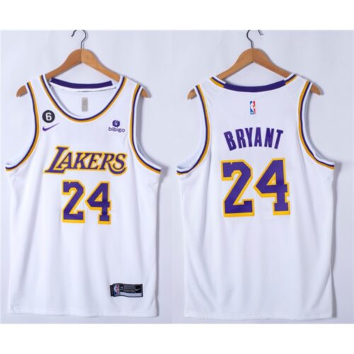 68644241b1eca_1 Men's Los Angeles Lakers #24 Kobe Bryant White With NO.6 Patch Stitched Basketball Jersey