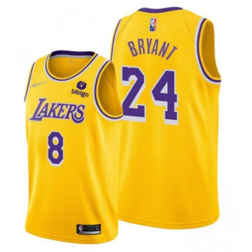 68644281ca336_1 Men's Los Angeles Lakers Front #8 Back #24 Kobe Bryant 75th Anniversary Yellow Stitched Basketball Jersey