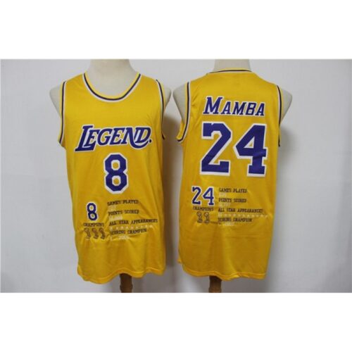686442854b762_1 Men's Los Angeles Lakers Front #8 'Legend' Back #24 'Mamba' Kobe Bryant Yellow Stitched Jersey