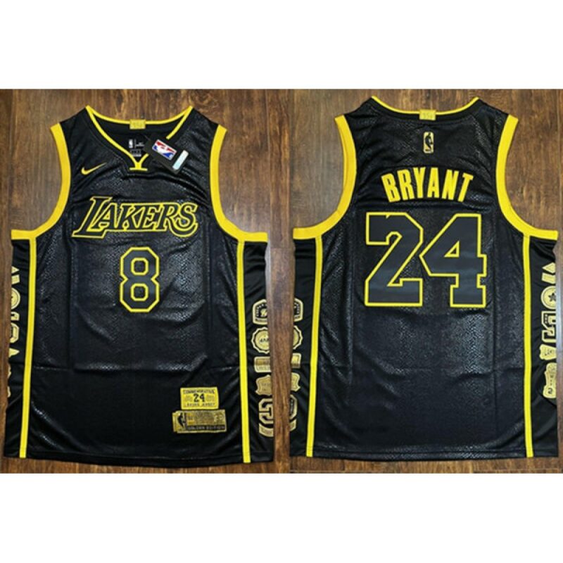 68644320de129_1 Men's Los Angeles Lakers Front #8 Back #24 Kobe Bryant Black Stitched Jersey