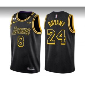 68644328127f0_1 Men's Los Angeles Lakers Front #8 Back #24 Kobe Bryant Black Stitched Jersey