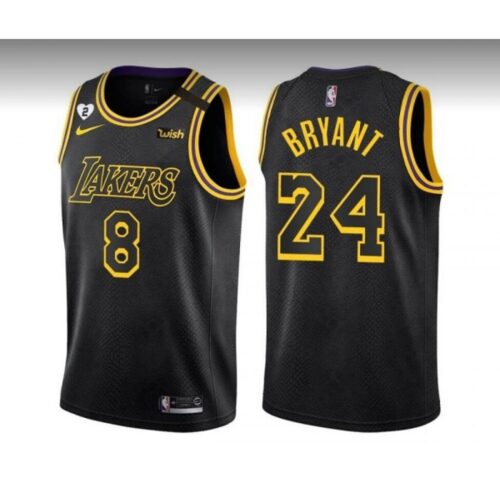 68644328127f0_1 Men's Los Angeles Lakers Front #8 Back #24 Kobe Bryant Black Stitched Jersey
