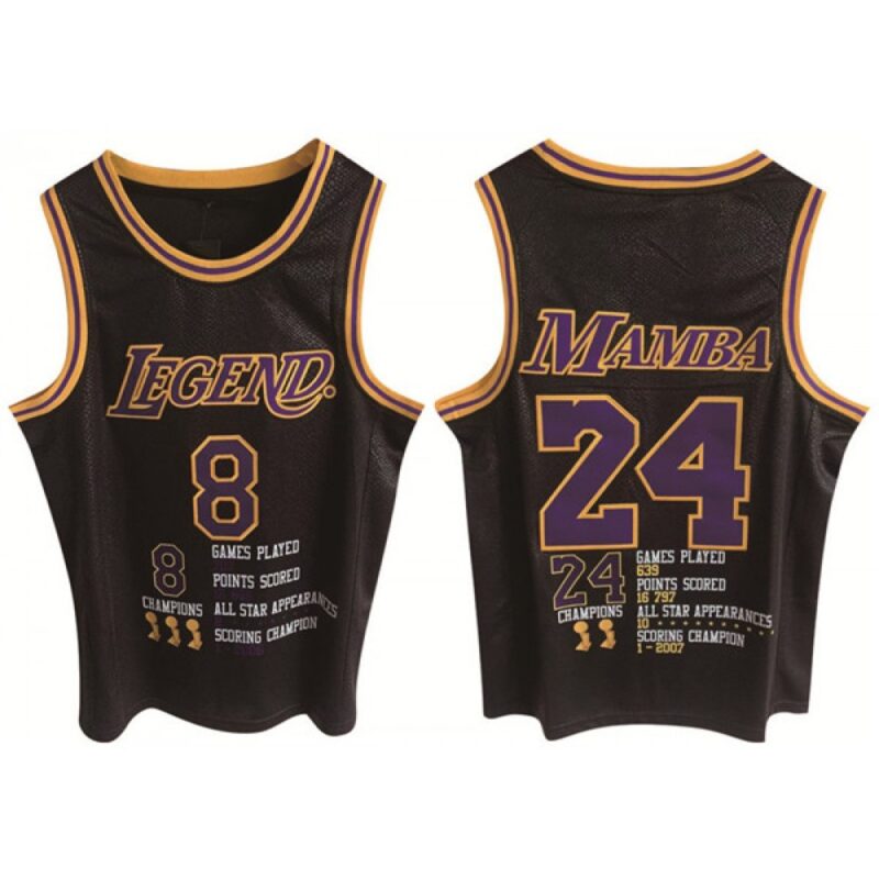 6864432bb8a75_1 Men's Los Angeles Lakers Front #8 Back #24 Kobe Bryant Black Print Basketball Jersey