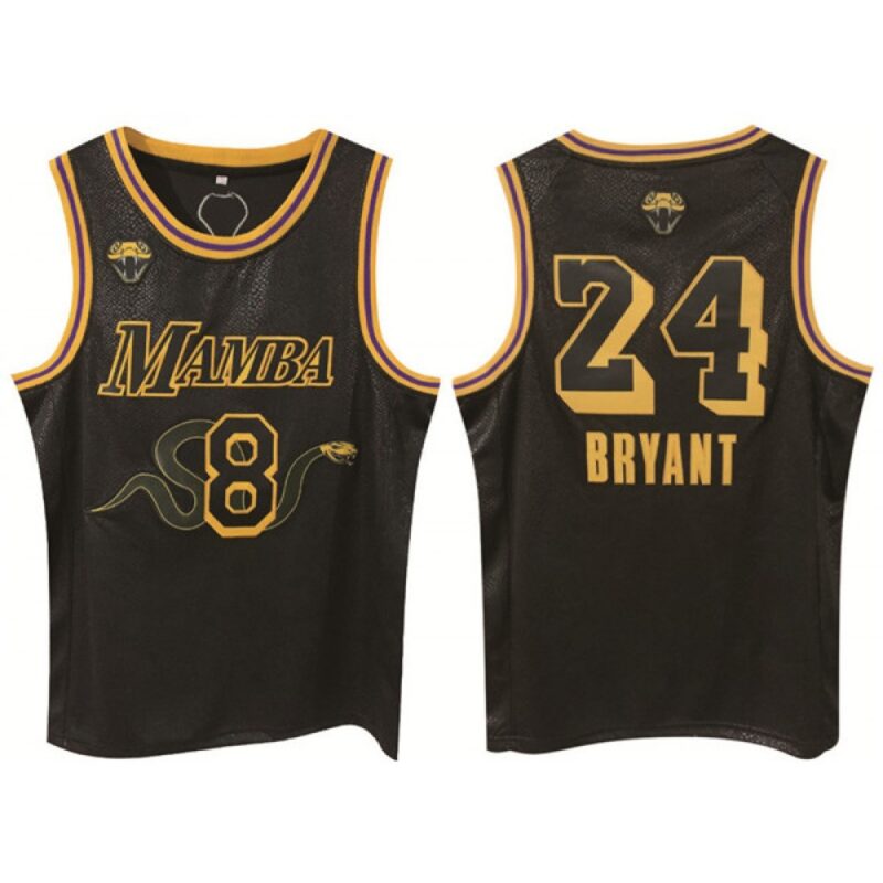686443336c011_1 Men's Los Angeles Lakers Front #8 Back #24 Kobe Bryant Black Print Basketball Jersey