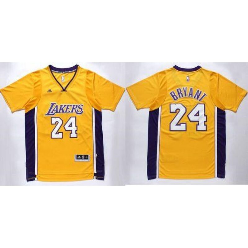 686443824b7f4_1 Lakers #24 Kobe Bryant Gold Short Sleeve Stitched NBA Jersey