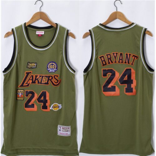 686443b79092c_1 Men's Los Angeles Lakers #24 Kobe Bryant Olive Salute Stitched Basketball Jersey