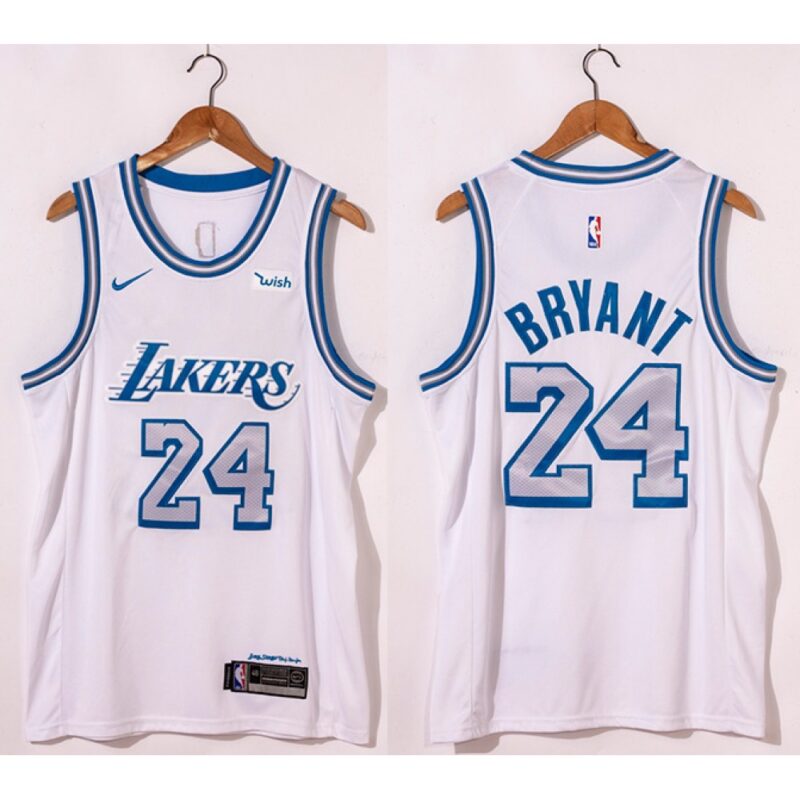 6864441ca4e4c_1 Men's Los Angeles Lakers #24 Kobe Bryant White City Edition New Blue Silver Logo 2020-21 Stitched Jersey