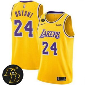 6864447c1cd86_1 Men's Los Angeles Lakers #24 Kobe Bryant Yellow With KB Patch 2018-2019 Wish Swingman Stitched NBA Jersey