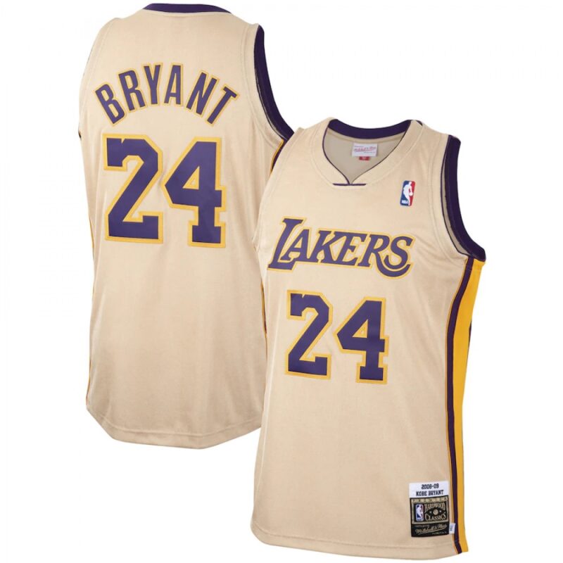 6864449438da8_1 Men's Los Angeles Lakers #24 Kobe Bryant Cream 2008-09 Throwback Stitched Jersey