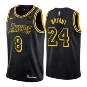 686444d6d0016_1 Men's Los Angeles Lakers Front #8 Back #24 Kobe Bryant With KB Patch Black Stitched Jersey