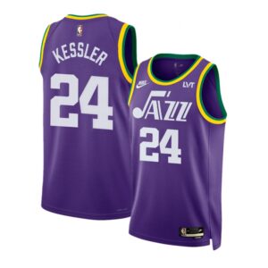 6864452995454_1 Men's Utah Jazz #24 Walker Kessler Purple 2023 Classic Edition Stitched Basketball Jersey