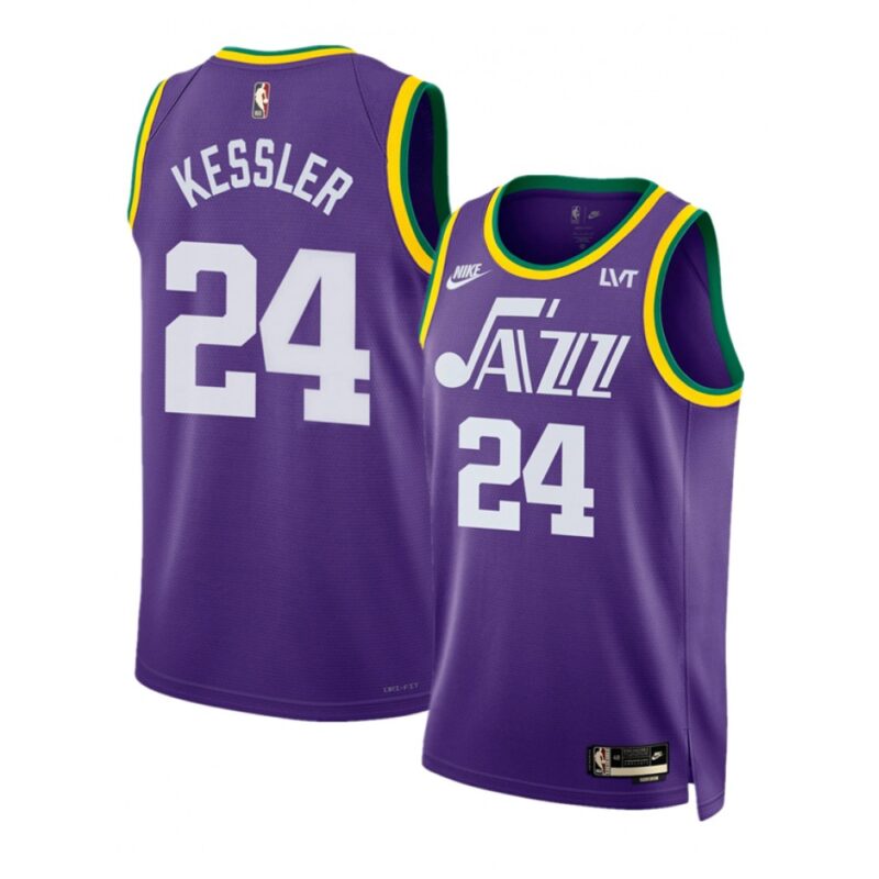 6864452995454_1 Men's Utah Jazz #24 Walker Kessler Purple 2023 Classic Edition Stitched Basketball Jersey