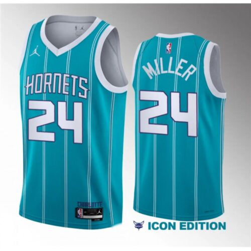 6864453e9f9d8_1 Men's Charlotte Hornets #24 Brandon Miller Teal 2022/23 Draft Icon Edition Stitched Basketball Jersey