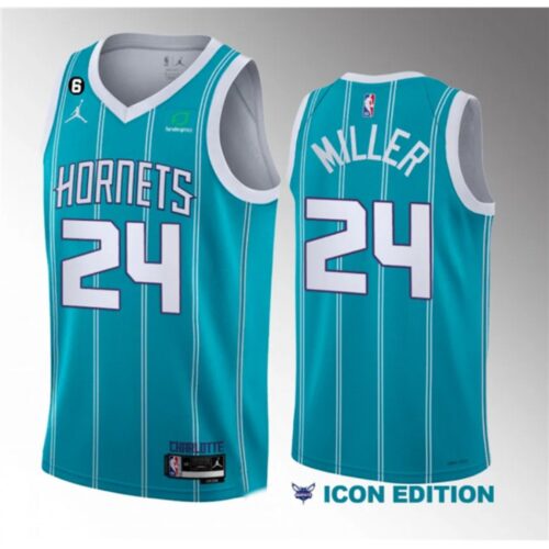 68644542038c4_1 Men's Charlotte Hornets #24 Brandon Miller Teal 2022/23 Draft Icon Edition With NO.6 Patch Stitched Basketball Jersey