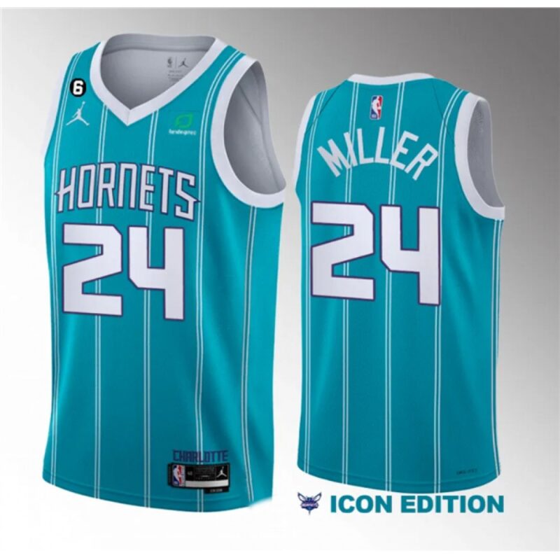 68644542038c4_1 Men's Charlotte Hornets #24 Brandon Miller Teal 2022/23 Draft Icon Edition With NO.6 Patch Stitched Basketball Jersey