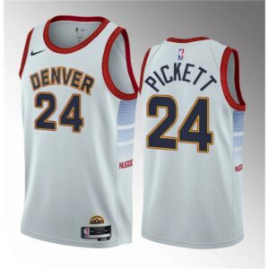 686445489deff_1 Men's Denver Nuggets #24 Jalen Pickett White 2023 Draft Icon Edition Stitched Basketball Jersey