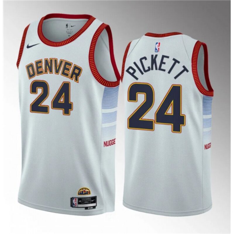 686445489deff_1 Men's Denver Nuggets #24 Jalen Pickett White 2023 Draft Icon Edition Stitched Basketball Jersey