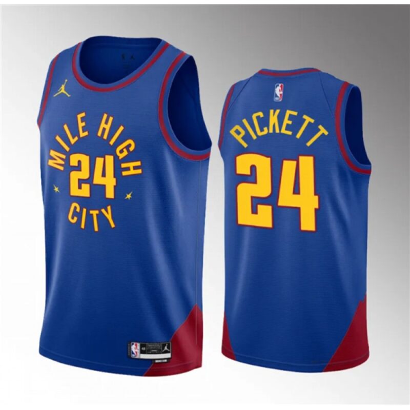 6864454cc342a_1 Men's Denver Nuggets #24 Jalen Pickett Blue 2023 Draft Statement Edition Stitched Basketball Jersey