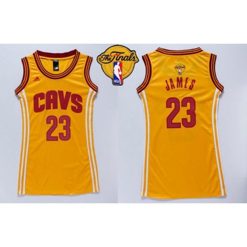 68644587c8d48_1 Cavaliers #23 LeBron James Gold The Finals Patch Women's Dress Stitched NBA Jersey