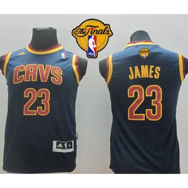686445e17c925_1 Revolution 30 Cavaliers #23 LeBron James Dark Blue The Finals Patch Stitched Youth NBA Jersey