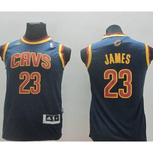 686445f4b63b8_1 Revolution 30 Cavaliers #23 LeBron James Dark Blue Stitched Youth NBA Jersey