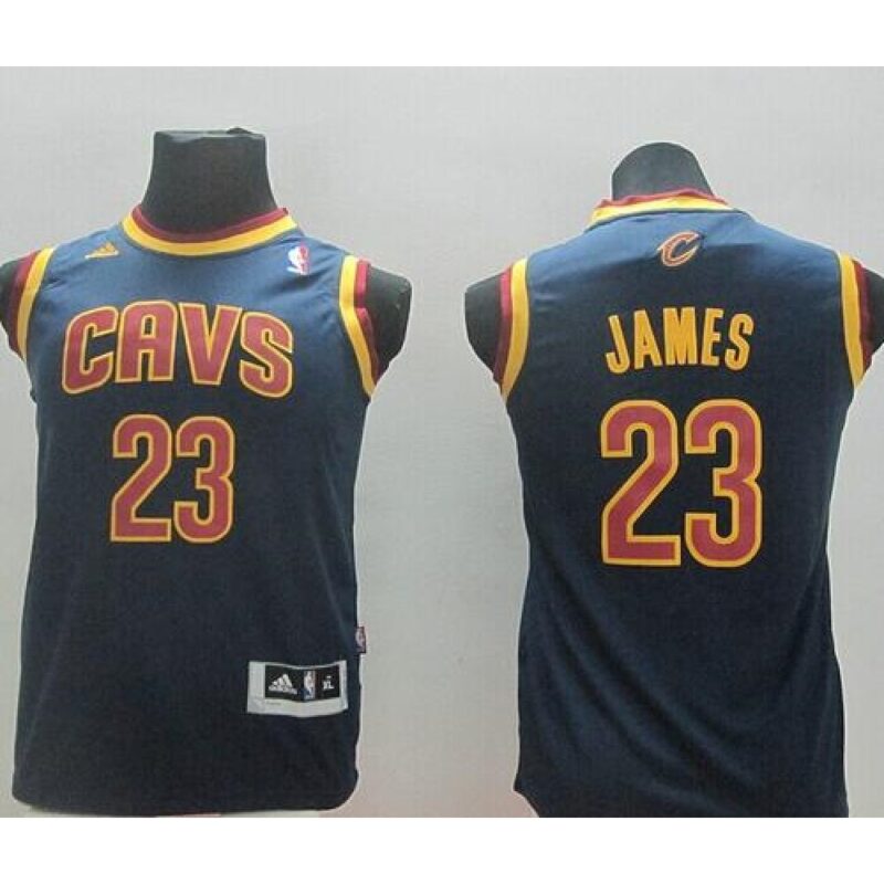 686445f4b63b8_1 Revolution 30 Cavaliers #23 LeBron James Dark Blue Stitched Youth NBA Jersey