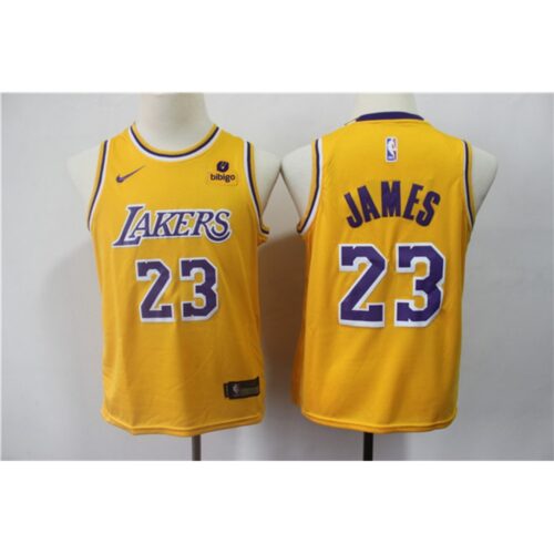 68644602e4b3f_1 Youth Los Angeles Lakers #23 LeBron James Yellow Stitched Basketball Jersey