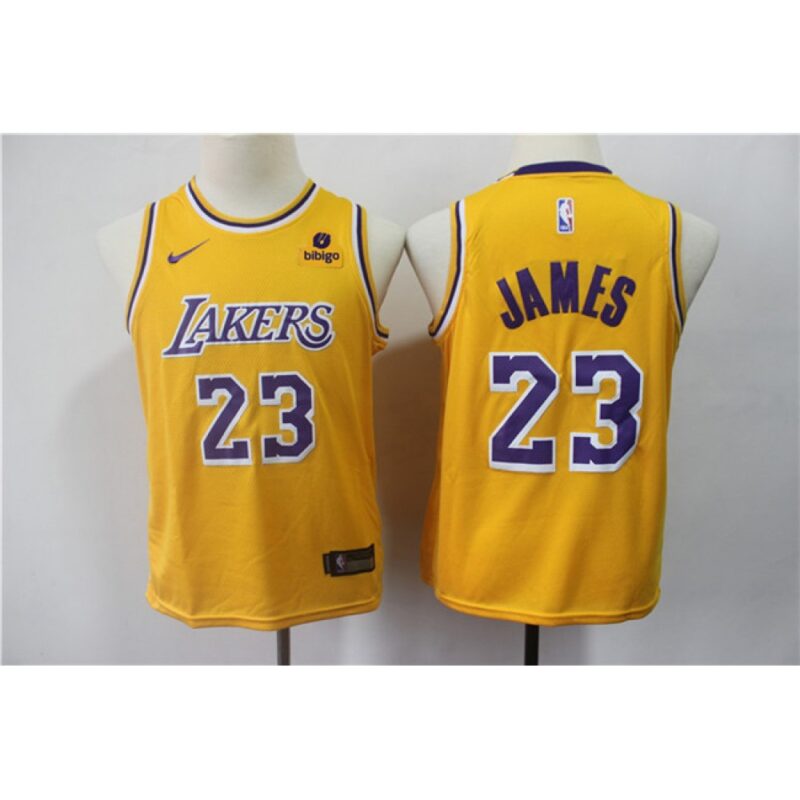 68644602e4b3f_1 Youth Los Angeles Lakers #23 LeBron James Yellow Stitched Basketball Jersey