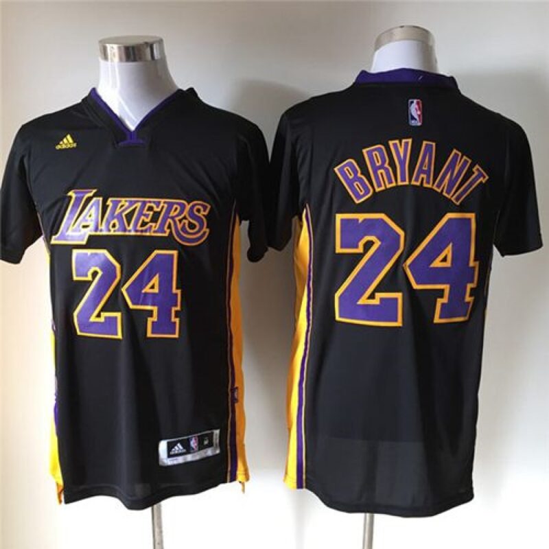 68644609220fb_1 Revolution 30 Lakers #24 Kobe Bryant Black(Purple NO.) Stitched NBA Jersey