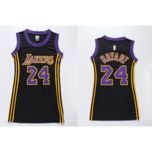 6864461859421_1 Lakers #24 Kobe Bryant Black(Purple No.) Women's Dress Stitched NBA Jersey