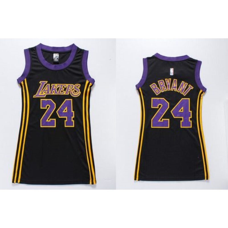 6864461859421_1 Lakers #24 Kobe Bryant Black(Purple No.) Women's Dress Stitched NBA Jersey