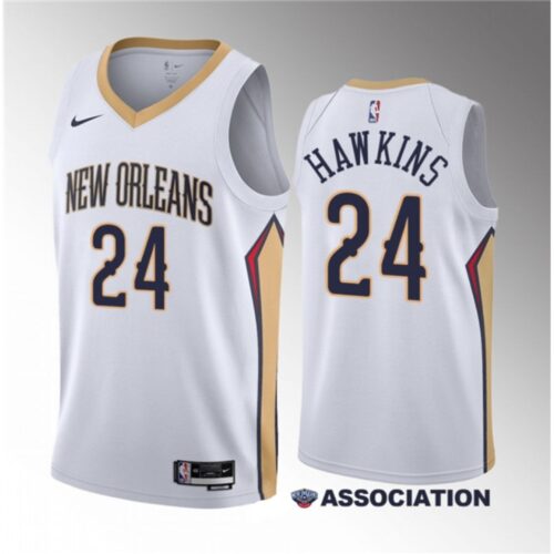 686446509daba_1 Men's New Orleans Pelicans #24 Jordan Hawkins White 2023 Draft Association Edition Stitched Basketball Jersey