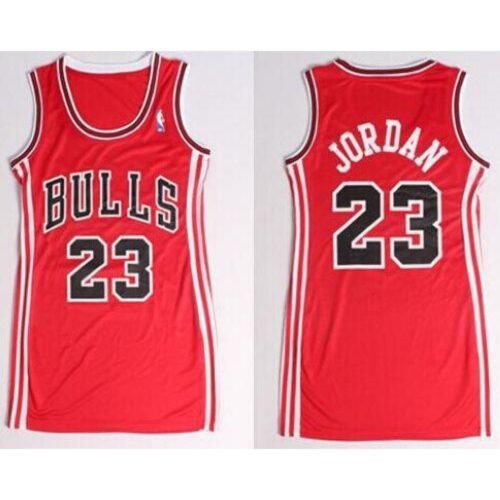 686446ad2ec26_1 Bulls #23 Michael Jordan Red Women's Dress Stitched NBA Jersey