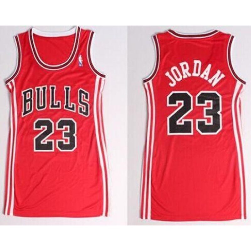 686446ad2ec26_1 Bulls #23 Michael Jordan Red Women's Dress Stitched NBA Jersey