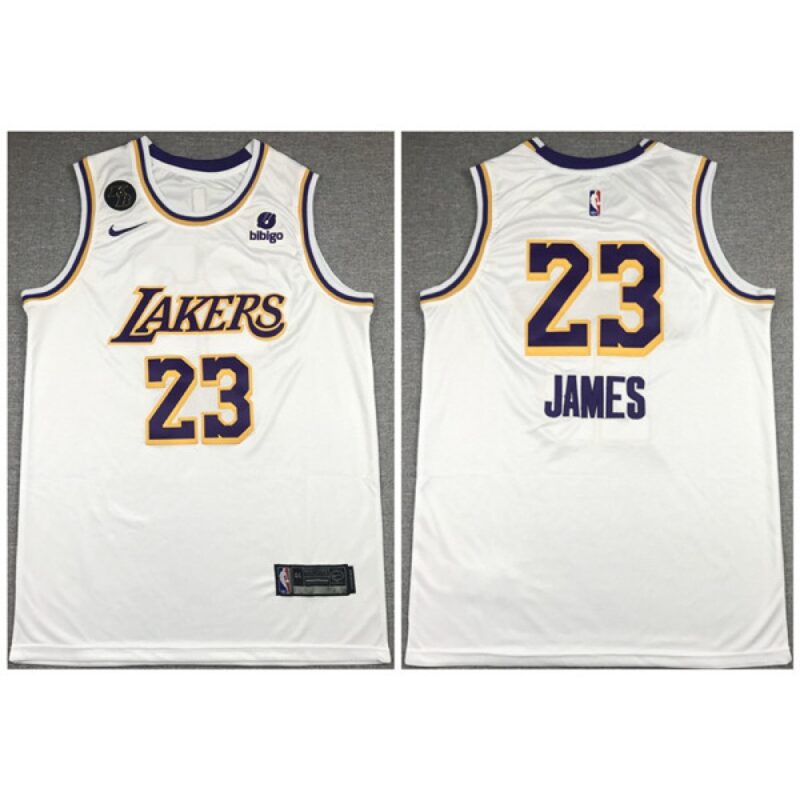 6864473c4a04a_1 Men's Los Angeles Lakers #23 LeBron James "bibigo" White With KB Patch Stitched Jersey