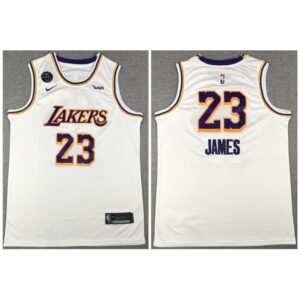 686447400937c_1 Men's Los Angeles Lakers #23 LeBron James White With KB Patch Stitched Jersey