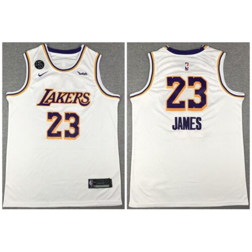 686447400937c_1 Men's Los Angeles Lakers #23 LeBron James White With KB Patch Stitched Jersey