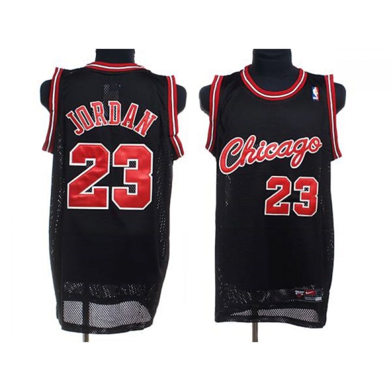 6864495968df8_1 Bulls #23 Michael Jordan Stitched Black Crabbed Typeface NBA Jersey