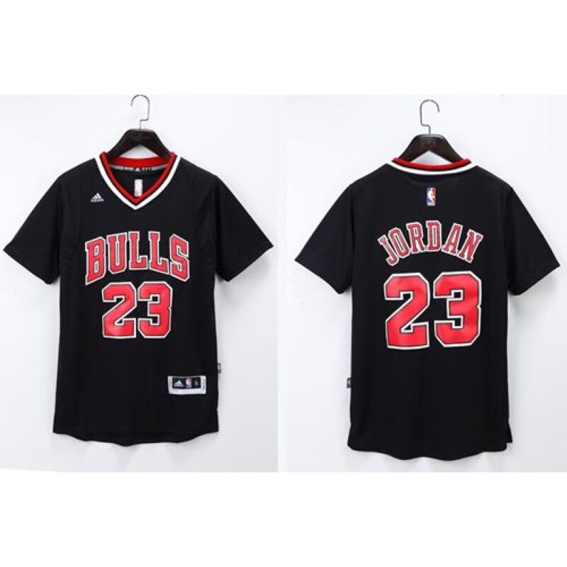 6864496a62fc1_1 Bulls #23 Michael Jordan Black Short Sleeve Stitched NBA Jersey