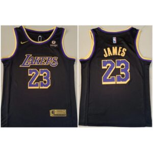 686449eddc600_1 Men's Los Angeles Lakers #23 LeBron James "bibigo" Black Stitched Basketball Jersey