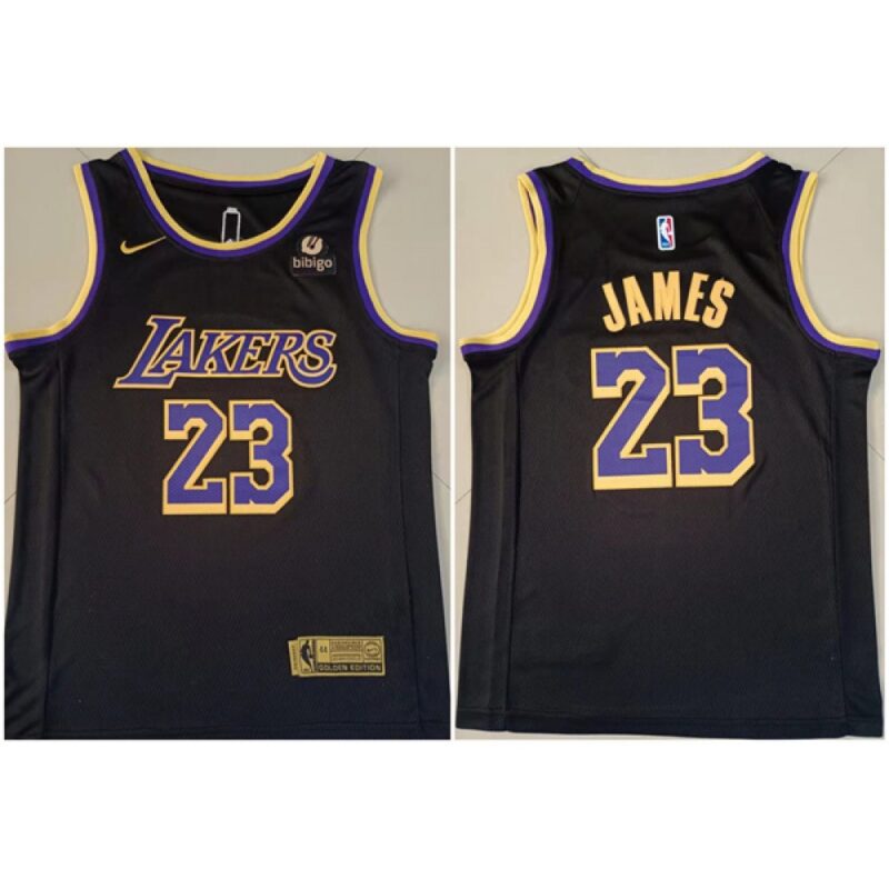 686449eddc600_1 Men's Los Angeles Lakers #23 LeBron James "bibigo" Black Stitched Basketball Jersey